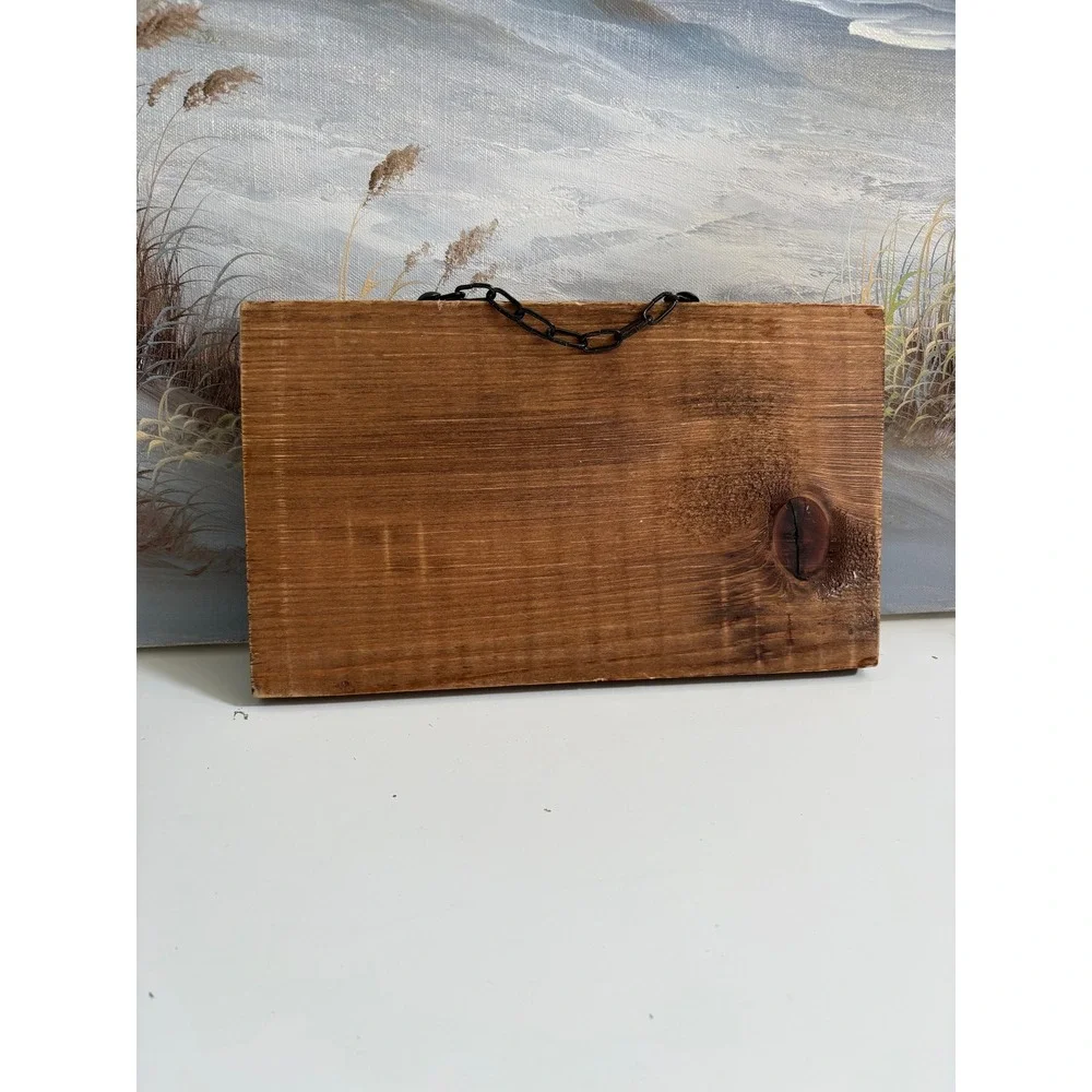 Vintage Alpine Wood Wall Plaque Key Rack Thermometer Edelweiss Lake Castle Decor